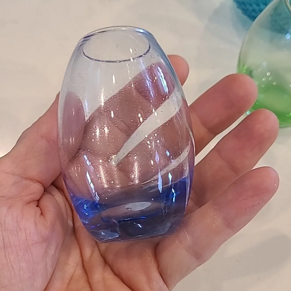 Vintage Blue and Green Glass Vase Collection